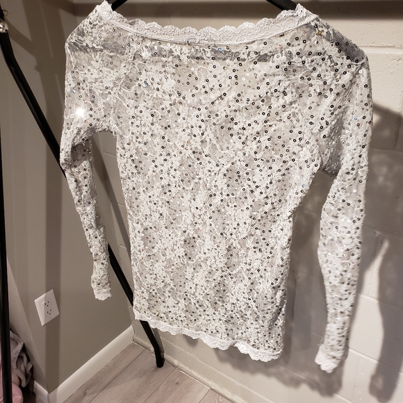 Sequin lace long sleeve shirt - Picture 3 of 3